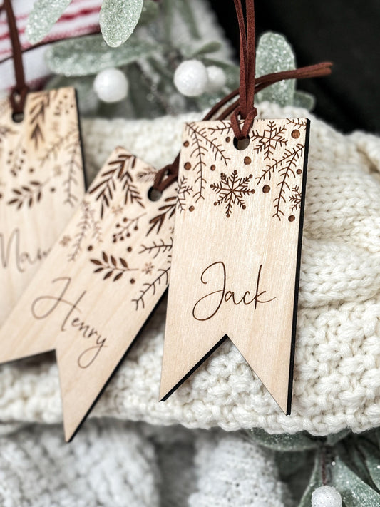 Personalized Christmas Stocking Tags, Stocking Name Tags, Wooden Name Tags, Personalized Wooden Tags, Laser Engraved Gift Tags, Laser Cut