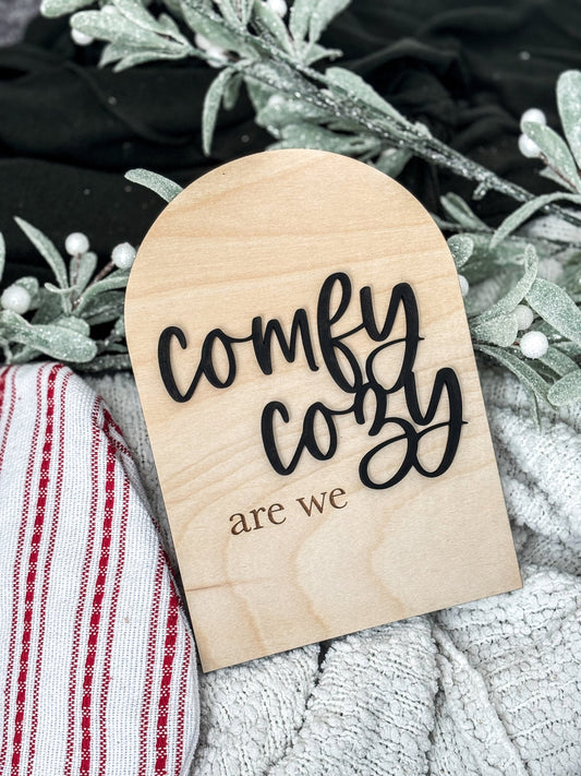 Comfy Cozy Are We Sign, Sleigh Ride Sign, Board, Christmas Hanging Decor, Christmas Arch decor, Modern Decorations, Minimalist Christmas