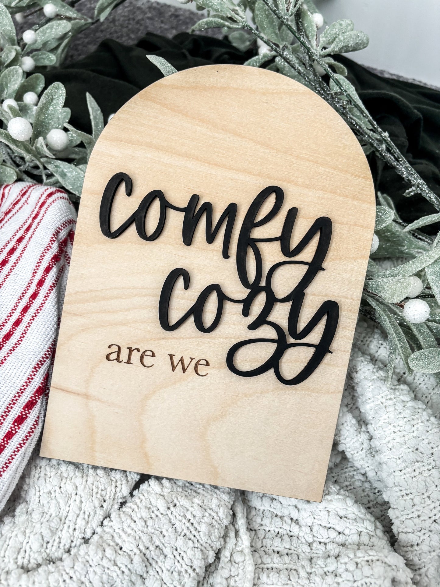 Comfy Cozy Are We Sign, Sleigh Ride Sign, Board, Christmas Hanging Decor, Christmas Arch decor, Modern Decorations, Minimalist Christmas