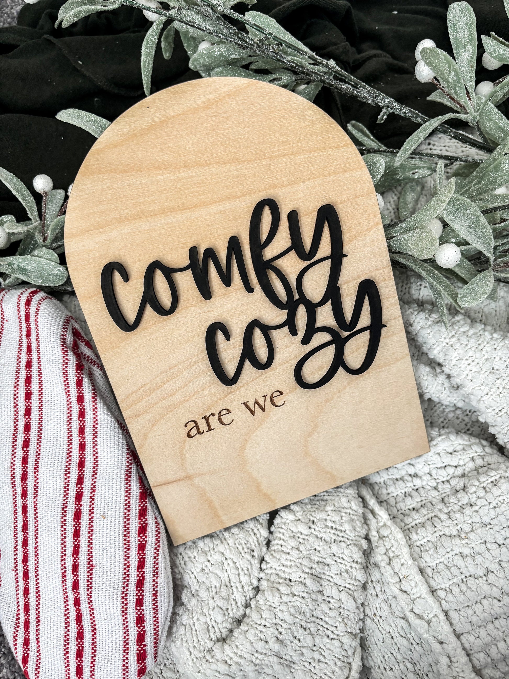Comfy Cozy Are We Sign, Sleigh Ride Sign, Board, Christmas Hanging Decor, Christmas Arch decor, Modern Decorations, Minimalist Christmas