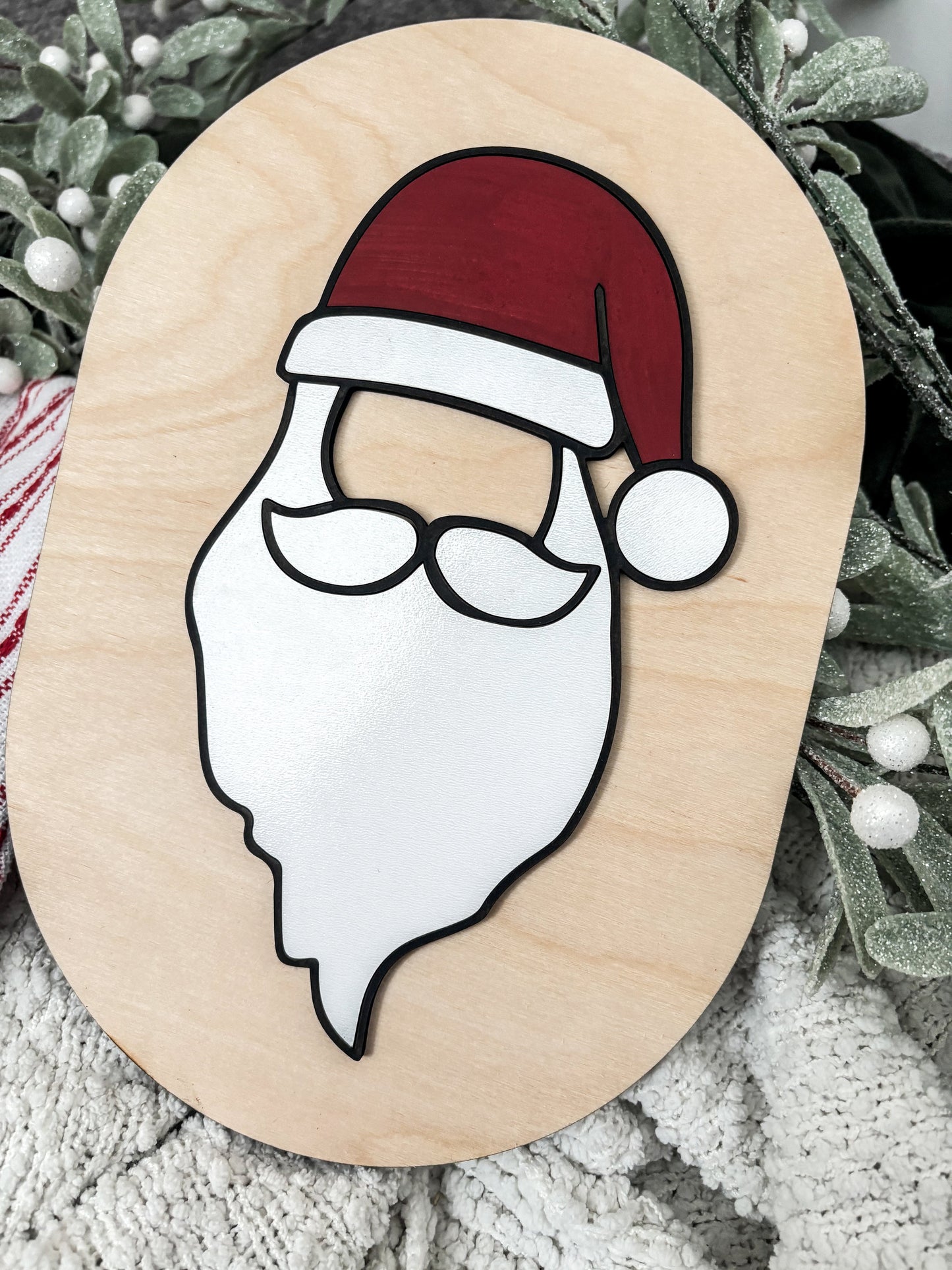 Minimalist Santa Clause Christmas Sign, Santa Sign, Board, Christmas Hanging Decor, Christmas Arch decor, Modern Decorations,