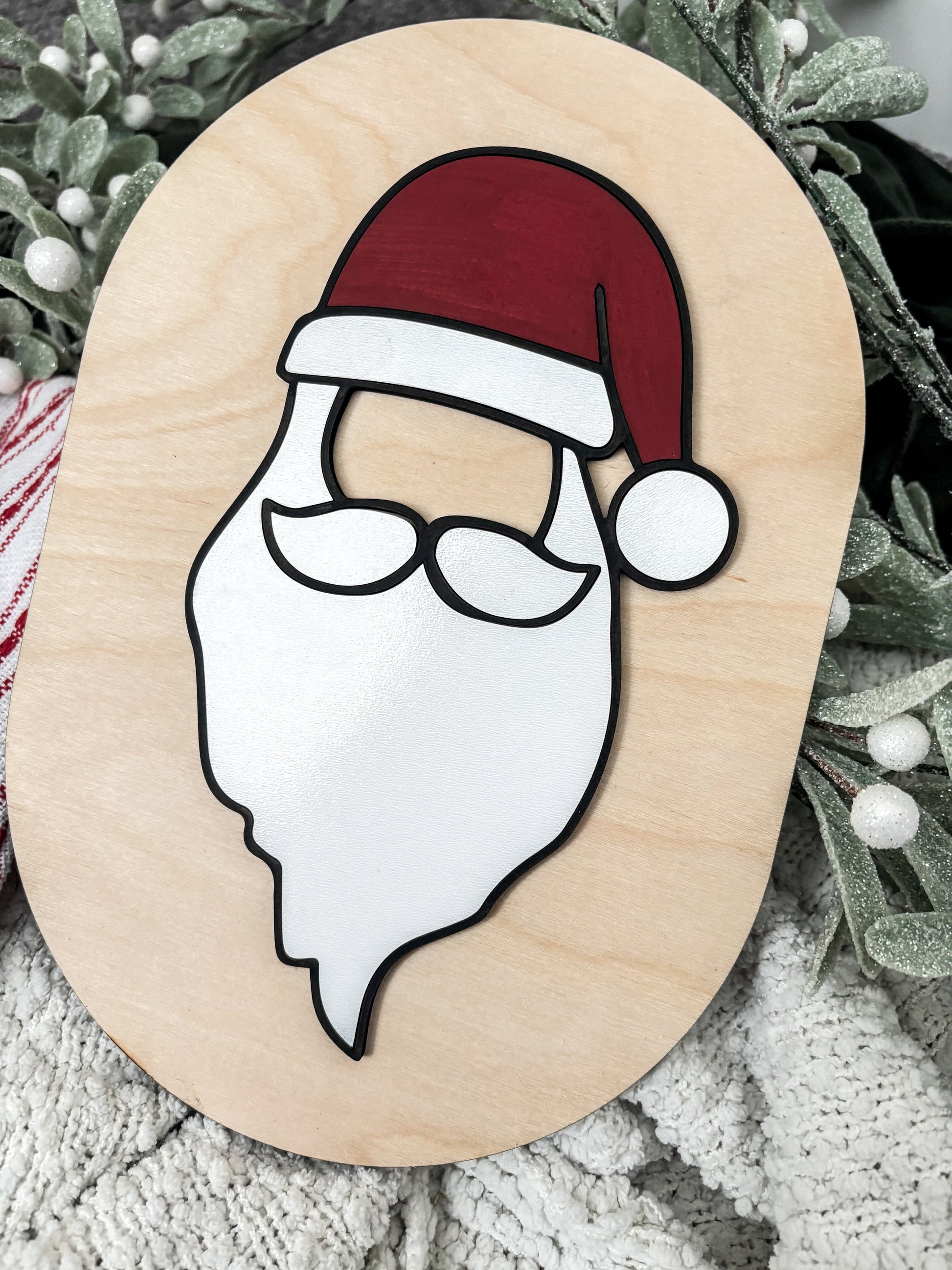 Minimalist Santa Clause Christmas Sign, Santa Sign, Board, Christmas Hanging Decor, Christmas Arch decor, Modern Decorations,