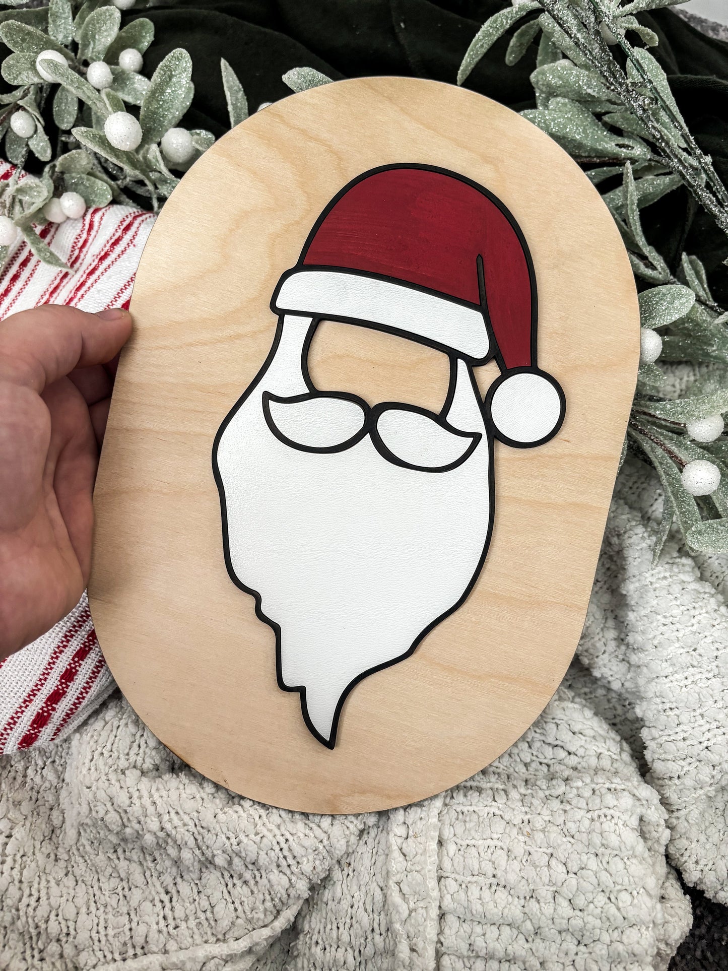 Minimalist Santa Clause Christmas Sign, Santa Sign, Board, Christmas Hanging Decor, Christmas Arch decor, Modern Decorations,