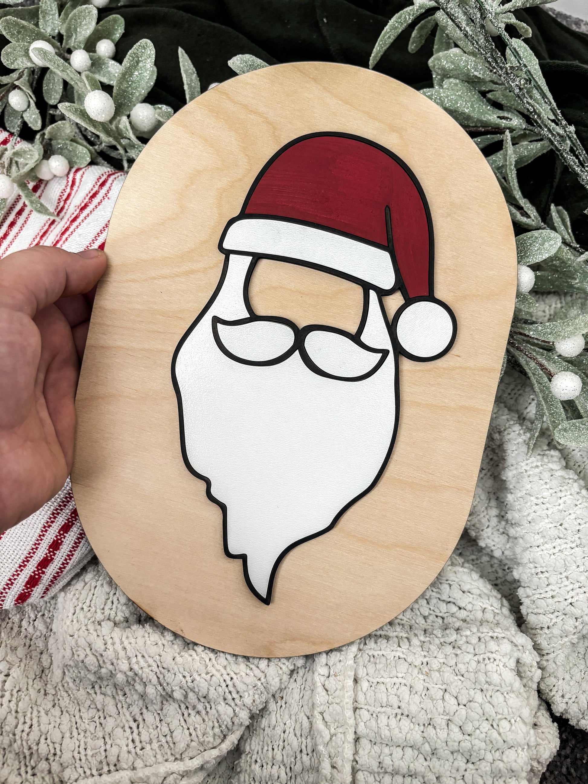 Minimalist Santa Clause Christmas Sign, Santa Sign, Board, Christmas Hanging Decor, Christmas Arch decor, Modern Decorations,