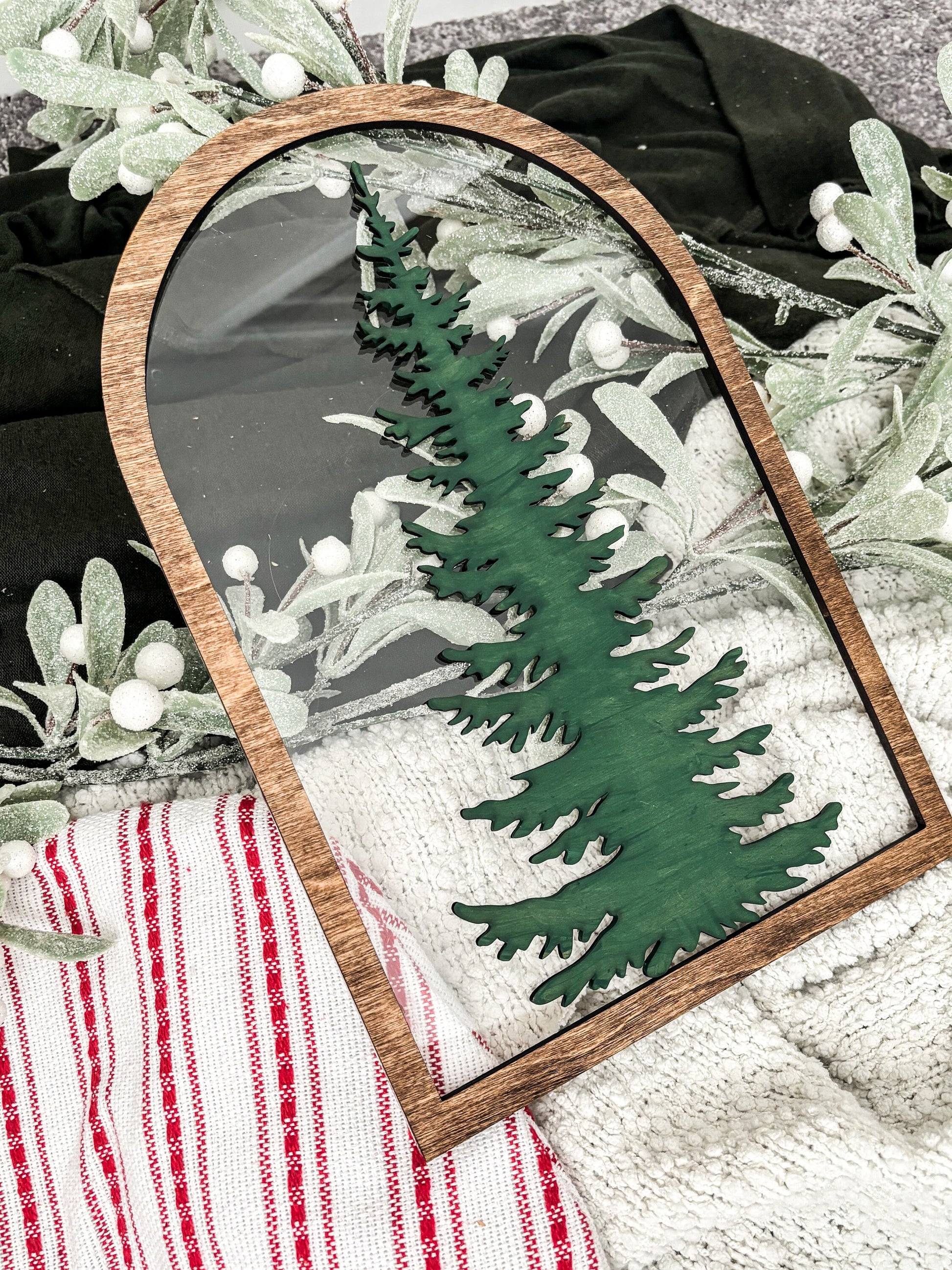 Modern Christmas Tree Sign, Evergreen Drawing Sign, Christmas Acrylic Hanging Decor, Christmas Arch decor, Minimalist Christmas