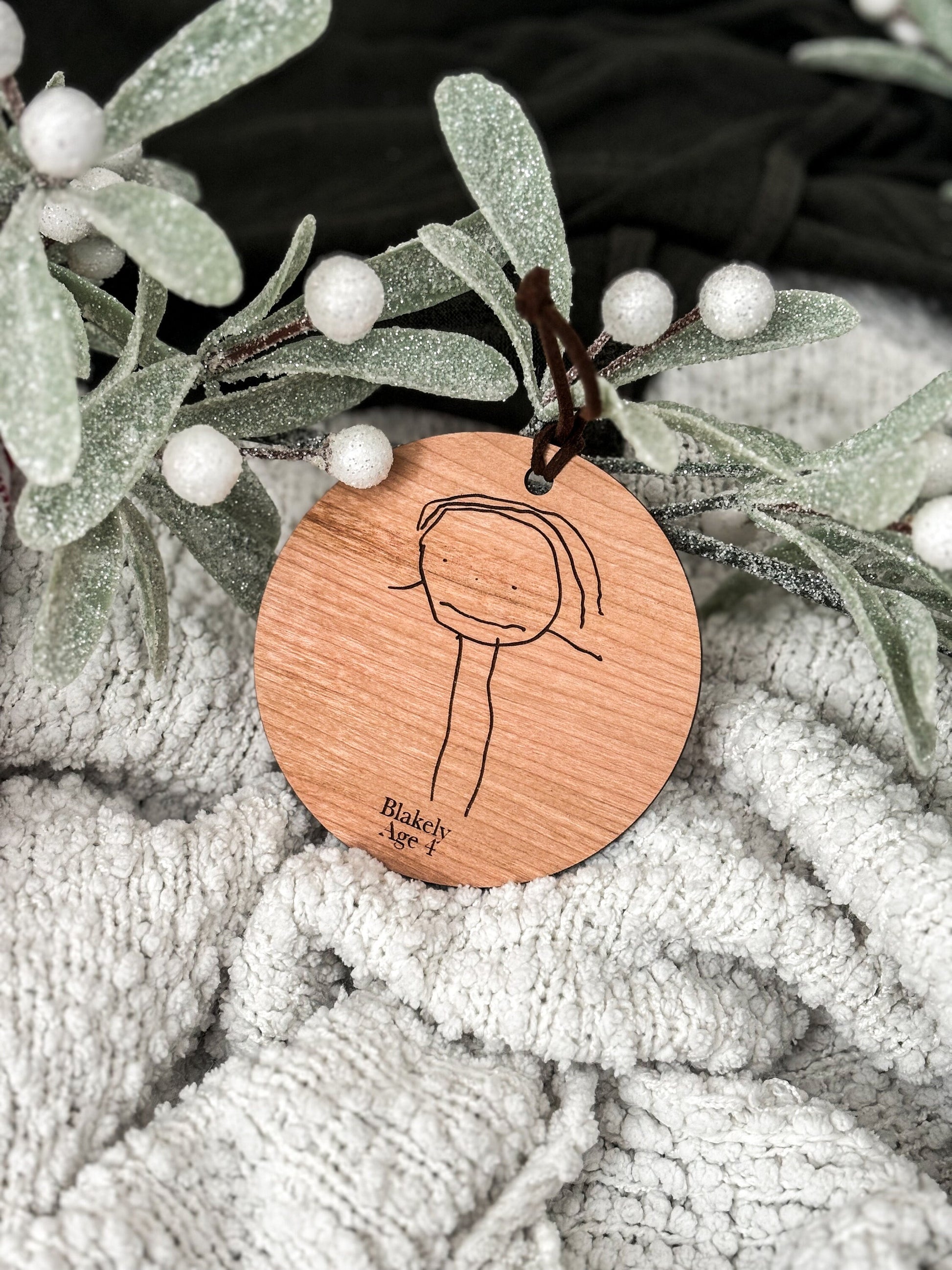 Your Child's Drawing Ornament, Christmas Keepsake, Kid's Handwriting, Drawing, Artwork, Personalized Name, Grandparents Gift, Wood Engraved