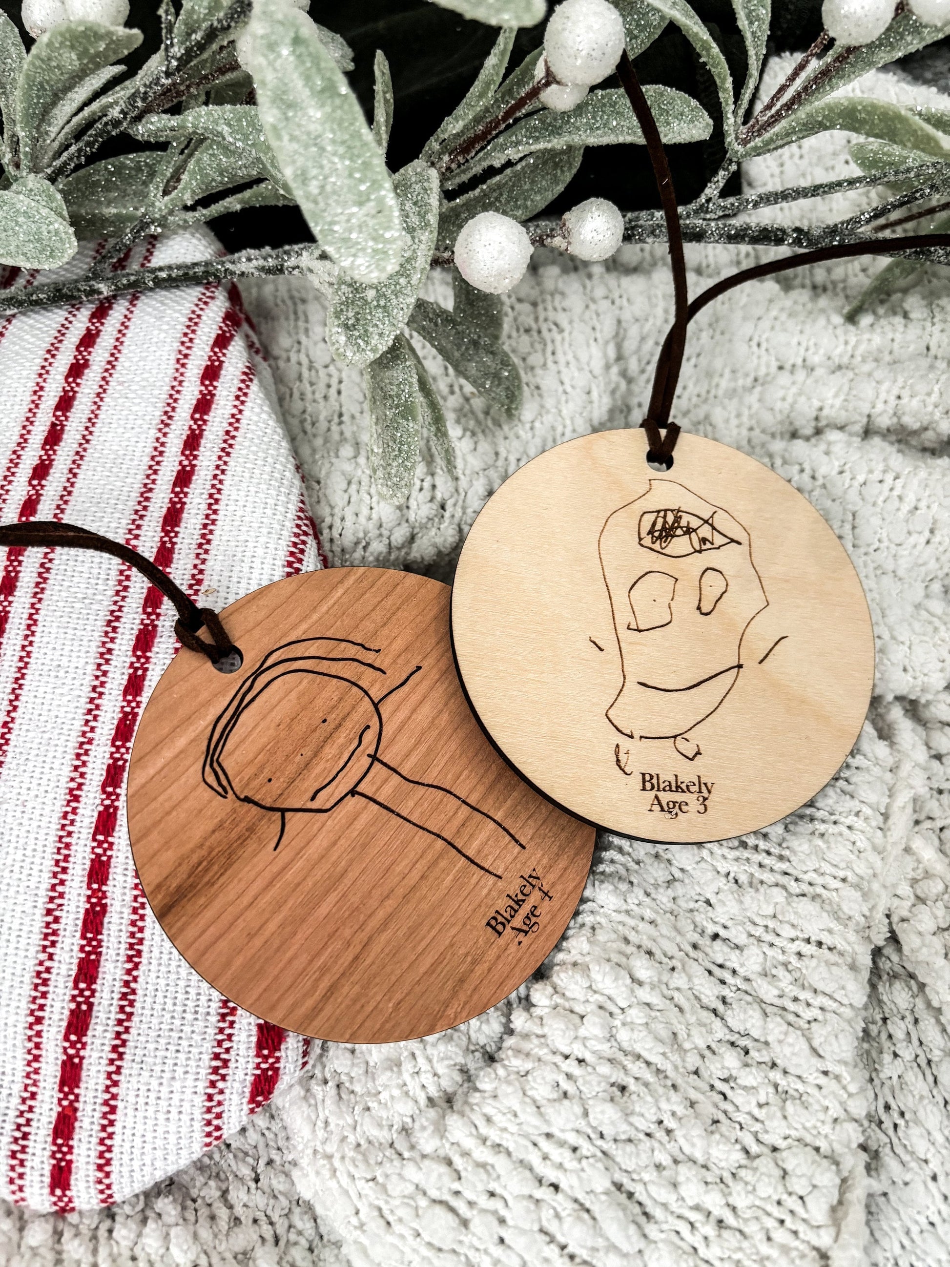Your Child's Drawing Ornament, Christmas Keepsake, Kid's Handwriting, Drawing, Artwork, Personalized Name, Grandparents Gift, Wood Engraved