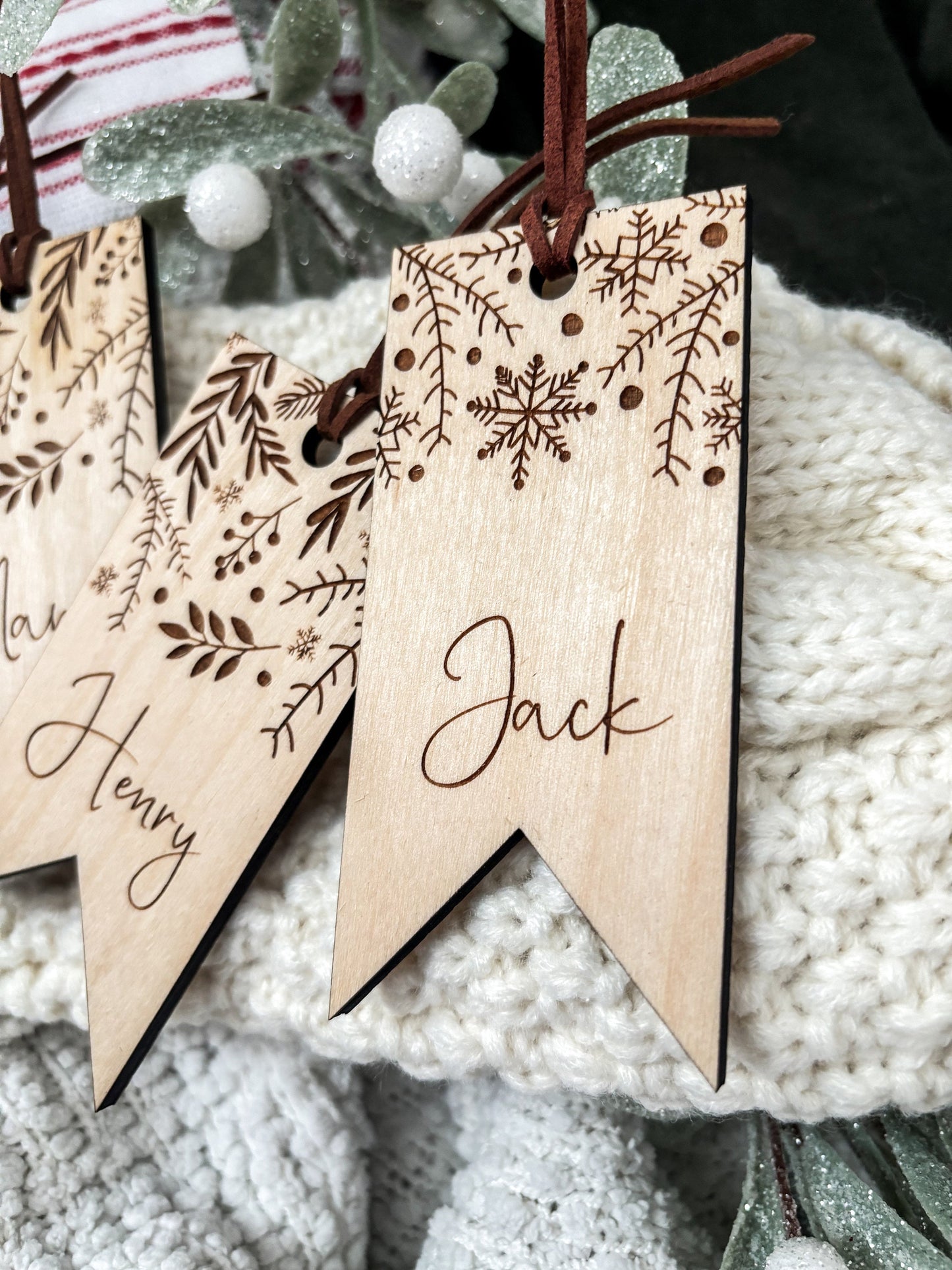 Personalized Christmas Stocking Tags, Stocking Name Tags, Wooden Name Tags, Personalized Wooden Tags, Laser Engraved Gift Tags, Laser Cut