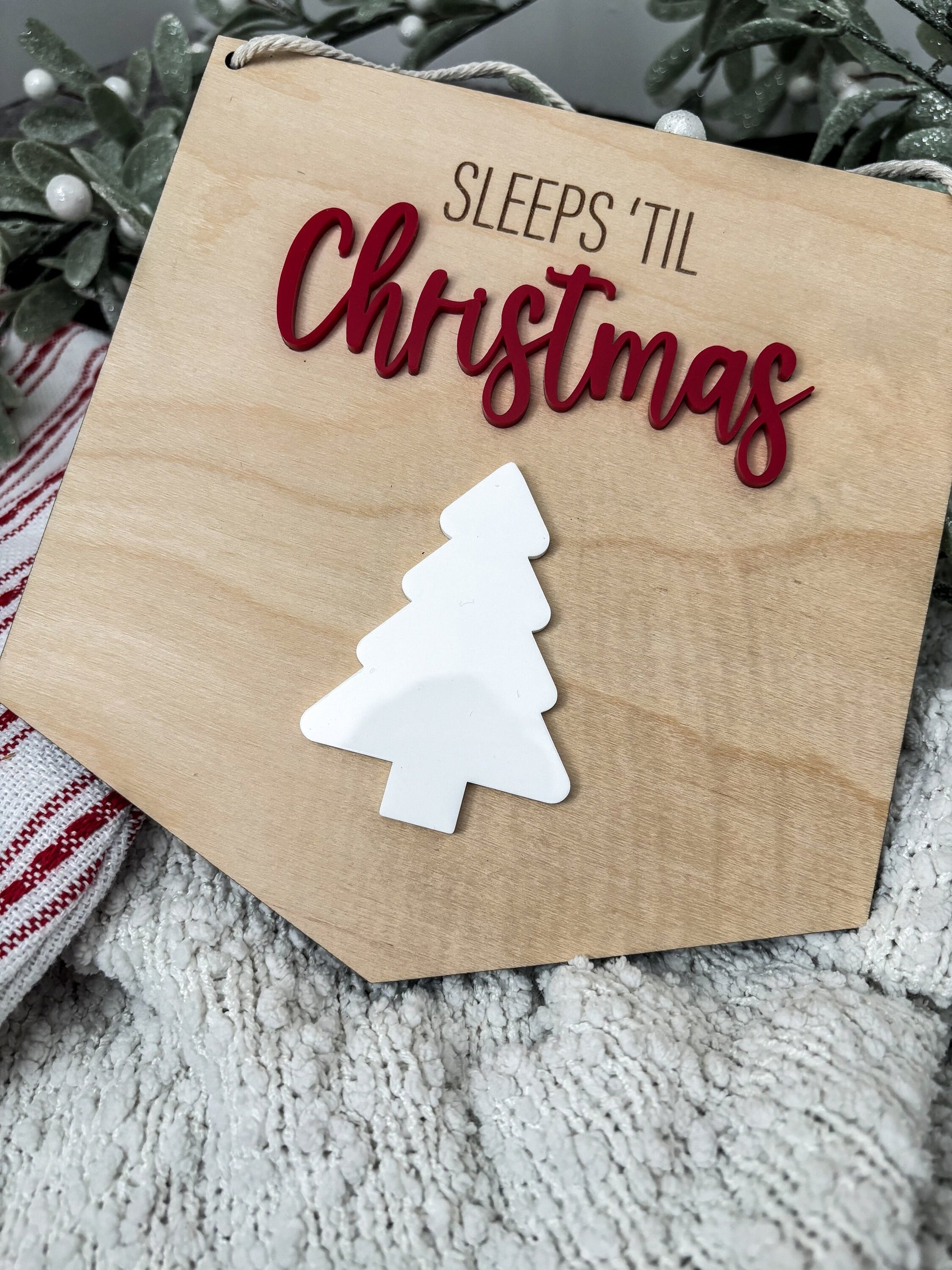 Christmas Countdown Sign, Sleeps until Santa Visits, Christmas Countdown, Modern Christmas, Sleeps Until Christmas, Days Until Christmas