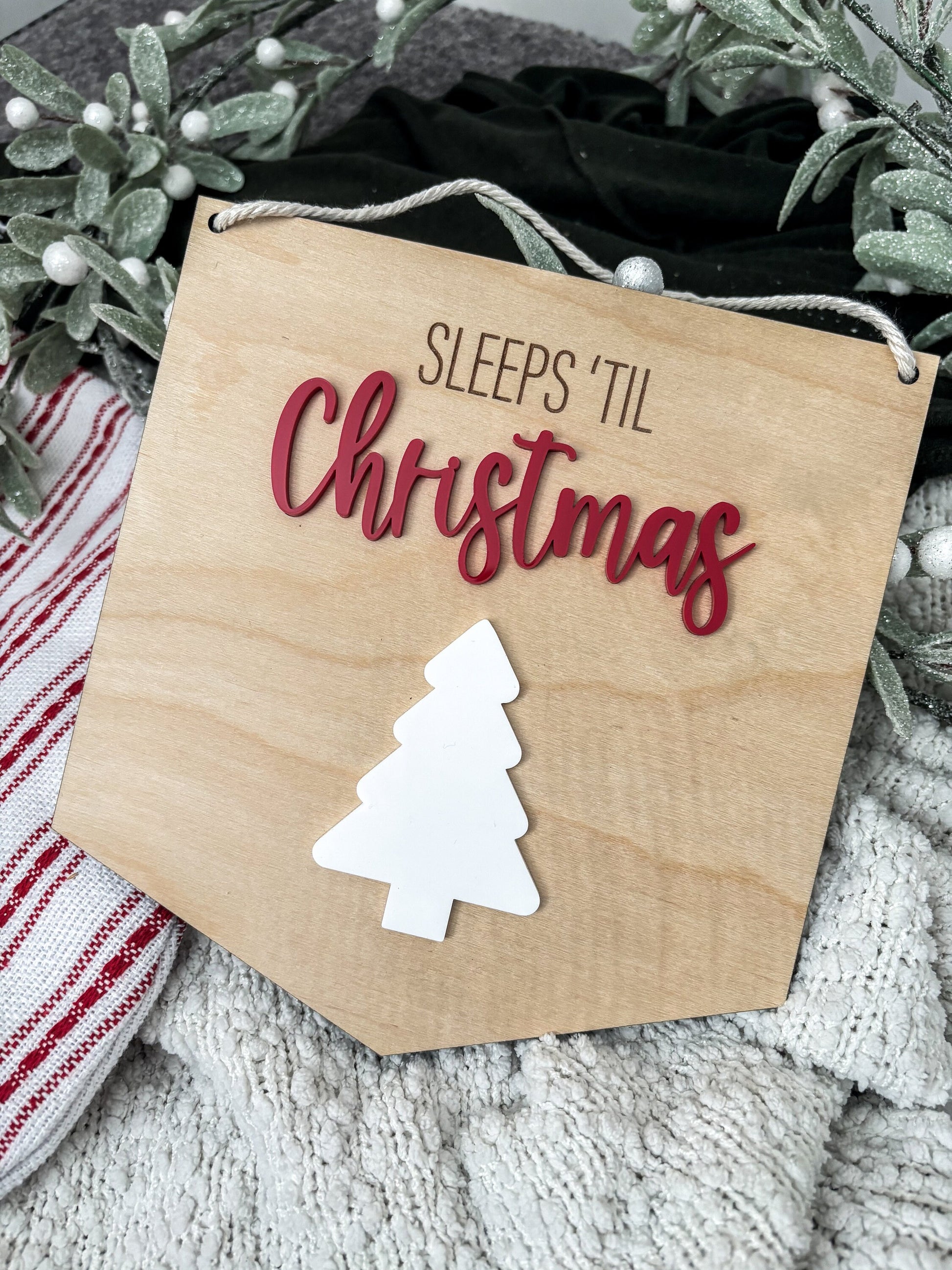 Christmas Countdown Sign, Sleeps until Santa Visits, Christmas Countdown, Modern Christmas, Sleeps Until Christmas, Days Until Christmas