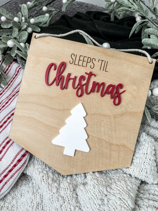 Christmas Countdown Sign, Sleeps until Santa Visits, Christmas Countdown, Modern Christmas, Sleeps Until Christmas, Days Until Christmas