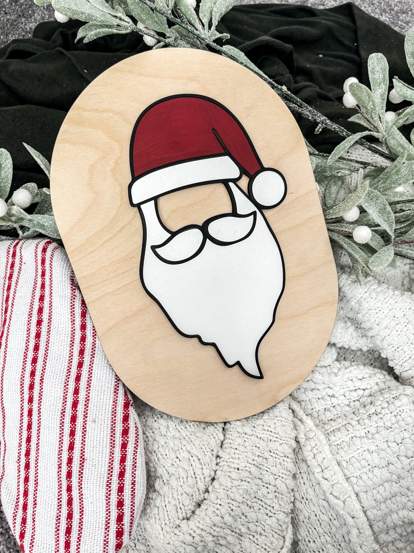 Minimalist Santa Clause Christmas Sign, Santa Sign, Board, Christmas Hanging Decor, Christmas Arch decor, Modern Decorations,