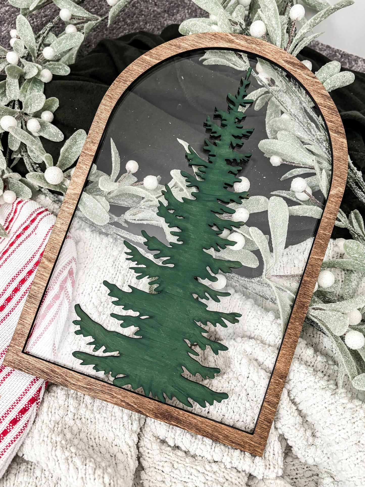 Modern Christmas Tree Sign, Evergreen Drawing Sign, Christmas Acrylic Hanging Decor, Christmas Arch decor, Minimalist Christmas
