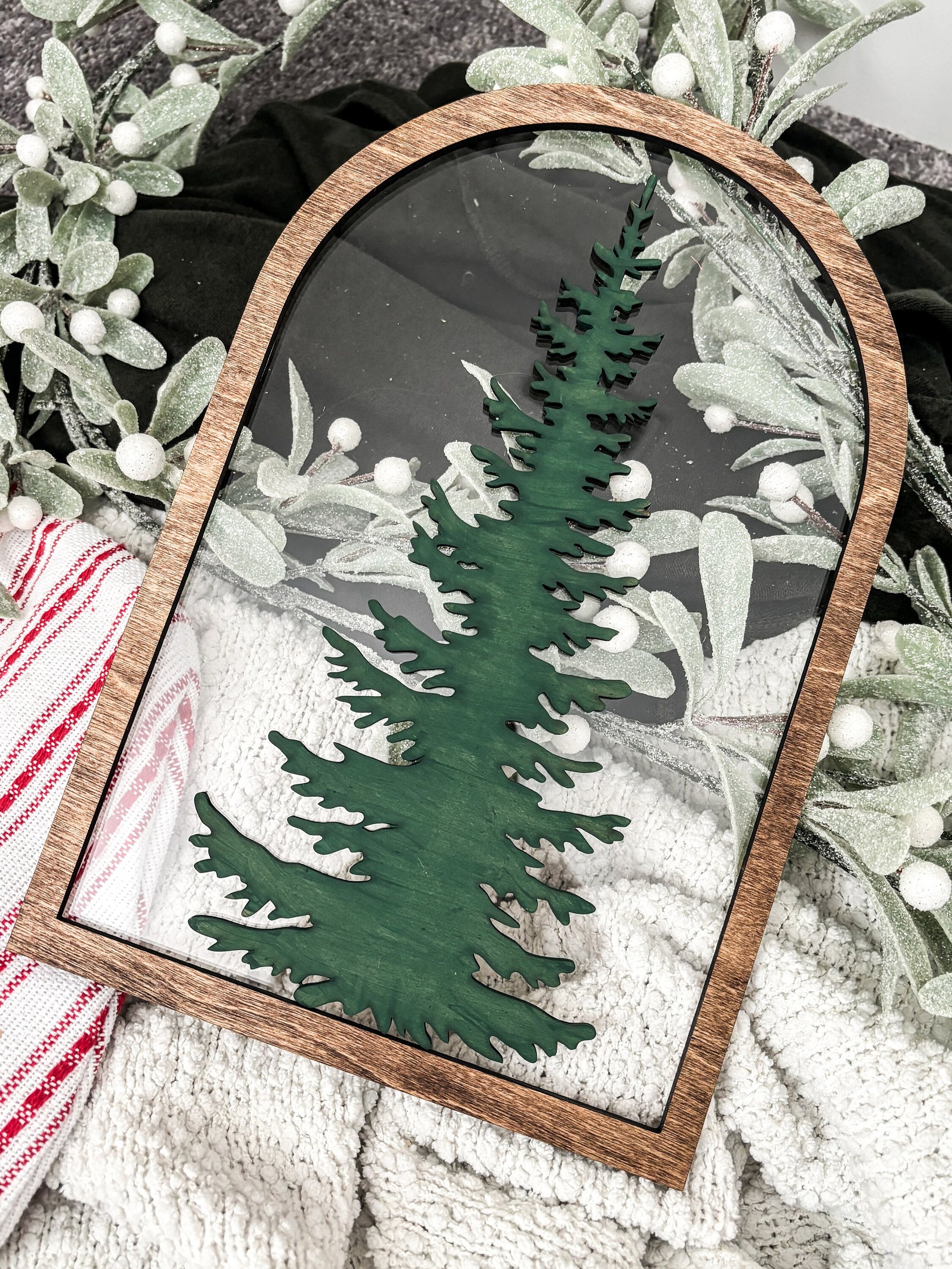 Modern Christmas Tree Sign, Evergreen Drawing Sign, Christmas Acrylic Hanging Decor, Christmas Arch decor, Minimalist Christmas