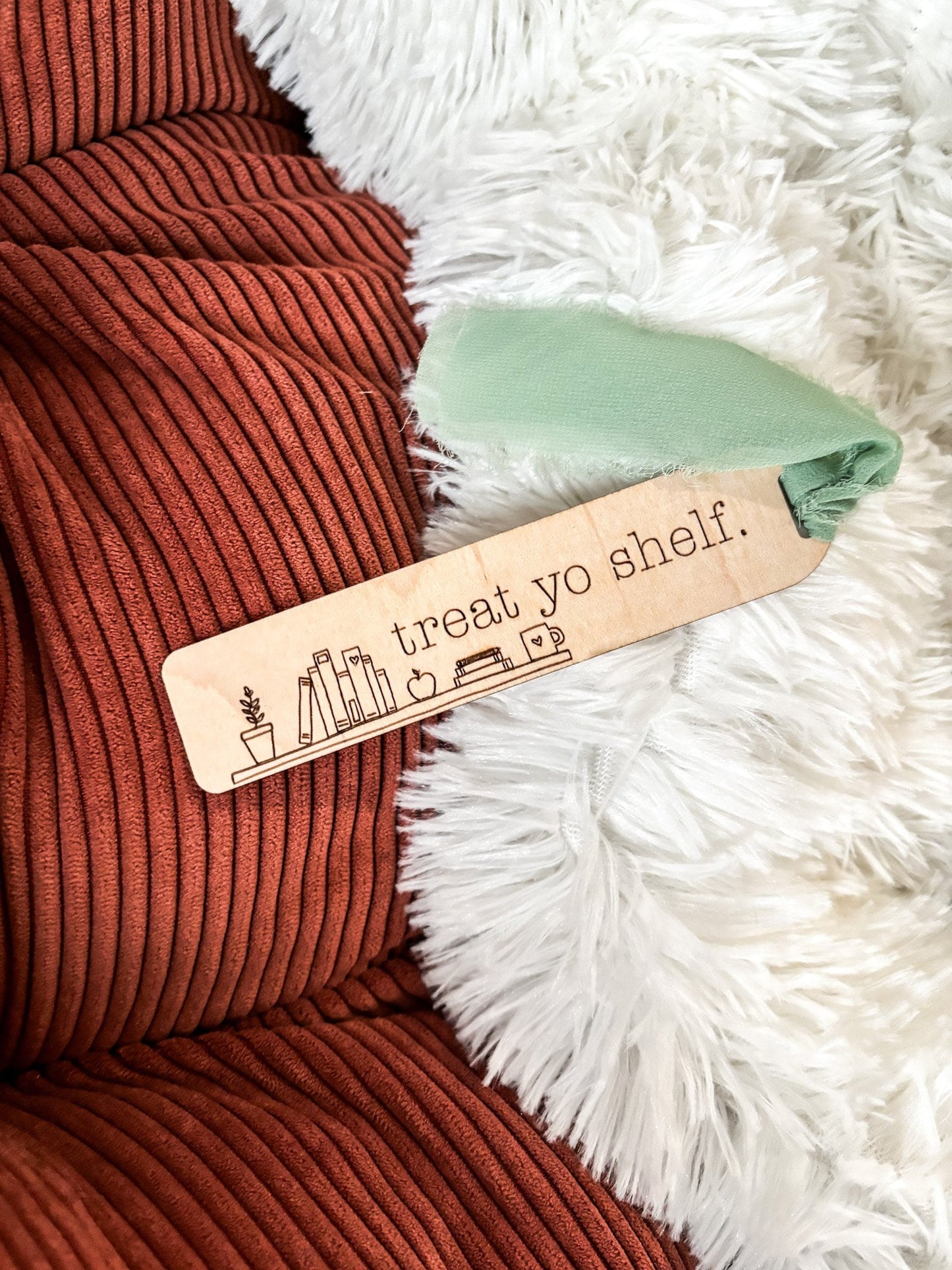 Treat Yo Shelf Wood Bookmark, Acrylic Funny Bookmark, Funny Bookmark Gift, Laser Engraved Bookmark, Aesthetic Floral Acrylic Bookmark