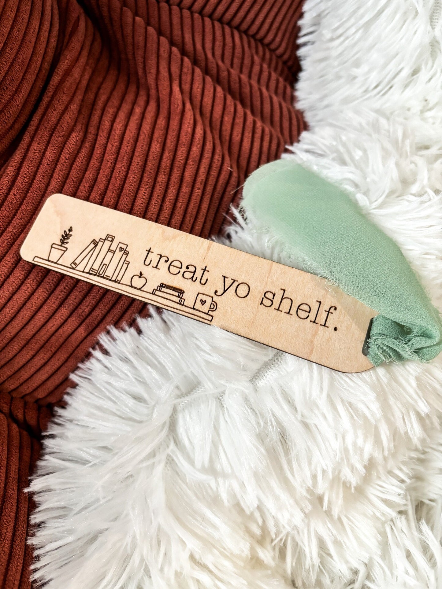 Treat Yo Shelf Wood Bookmark, Acrylic Funny Bookmark, Funny Bookmark Gift, Laser Engraved Bookmark, Aesthetic Floral Acrylic Bookmark