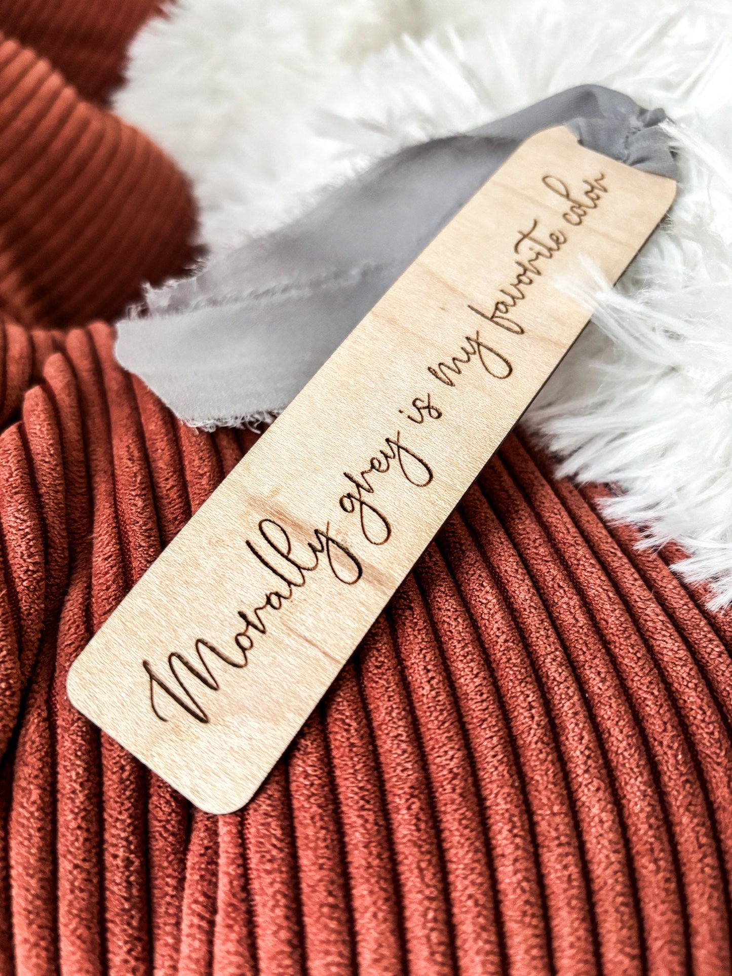 Morally Grey Wood Bookmark, Acrylic Romance Bookmark, Funny Bookmark Gift, Laser Engraved Bookmark, Aesthetic Acrylic Floral Bookmark
