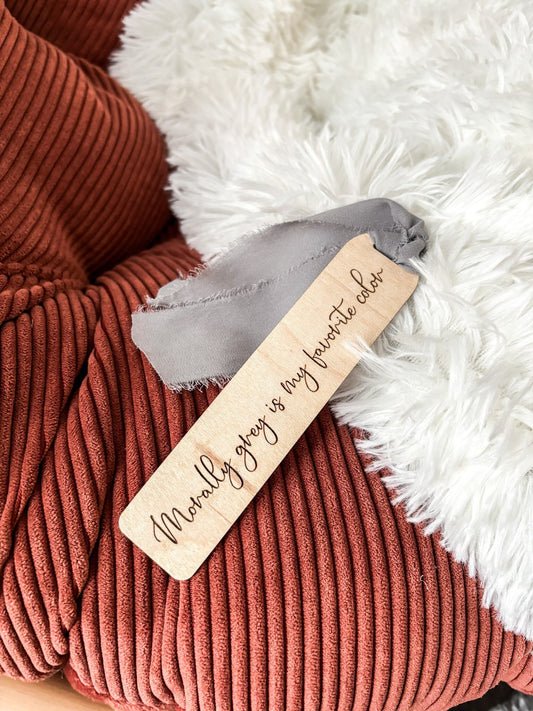 Morally Grey Wood Bookmark, Acrylic Romance Bookmark, Funny Bookmark Gift, Laser Engraved Bookmark, Aesthetic Acrylic Floral Bookmark