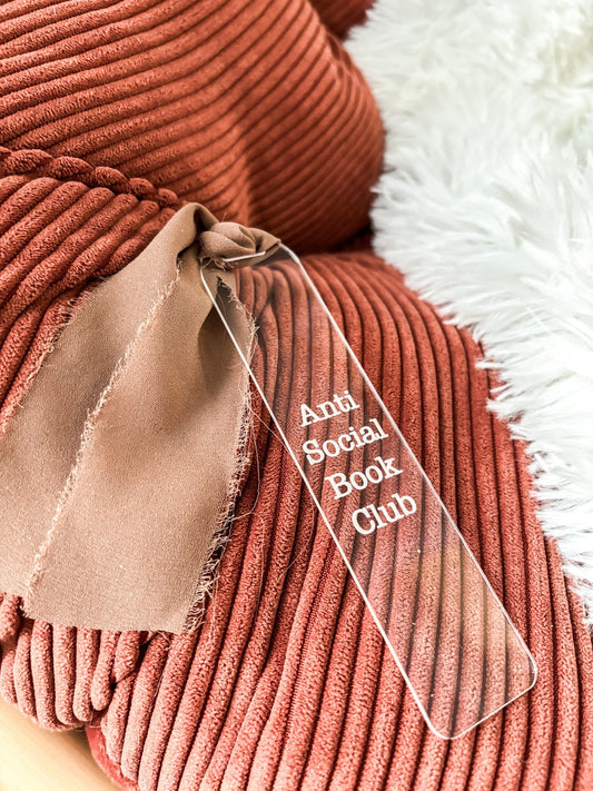 Anti Social Book Club Wood Bookmark, Acrylic Bookmark, Funny Bookmark Gift, Laser Engraved Bookmark, Aesthetic Acrylic Floral Bookmark
