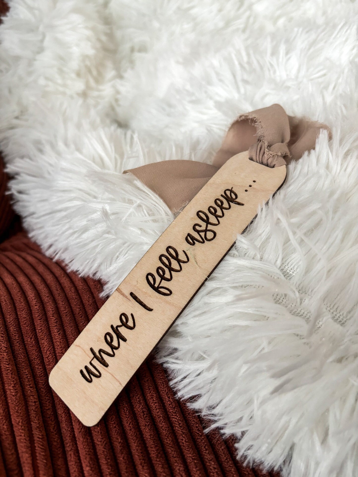 Where I Fell Asleep Wood Bookmark, Acrylic Bookmark, Funny Bookmark Gift, Laser Engraved Bookmark, Aesthetic Acrylic Floral Bookmark