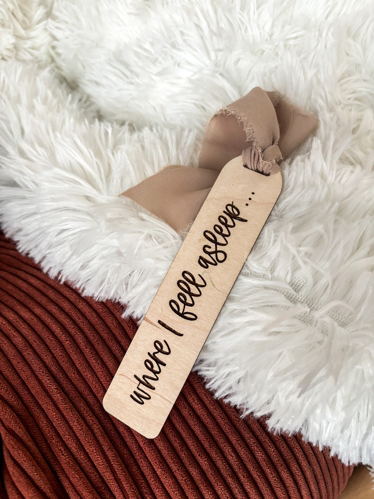 Where I Fell Asleep Wood Bookmark, Acrylic Bookmark, Funny Bookmark Gift, Laser Engraved Bookmark, Aesthetic Acrylic Floral Bookmark