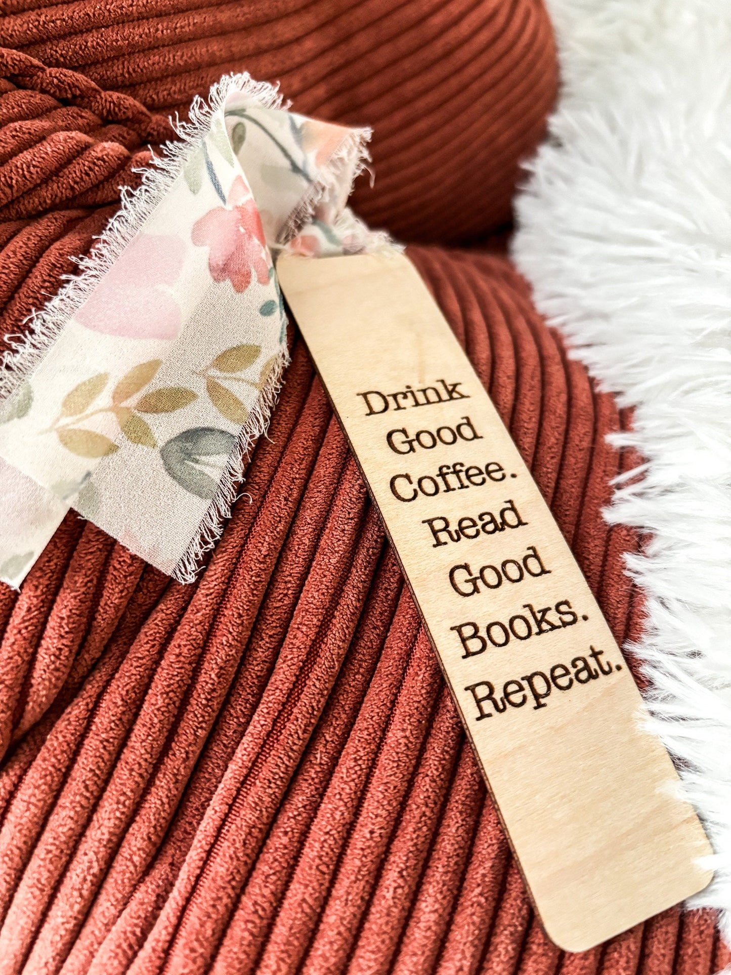Drink Good Coffee Wood Bookmark, Acrylic Bookmark, Funny Bookmark Gift, Laser Engraved Bookmark, Aesthetic Acrylic Floral Bookmark