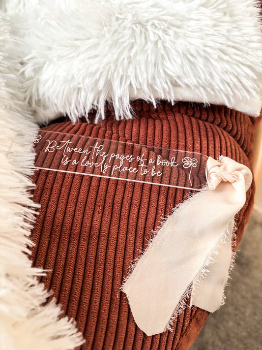 Lovely Book Wood Bookmark, Acrylic Floral Bookmark, Funny Bookmark Gift, Laser Engraved Bookmark, Aesthetic Acrylic Floral Bookmark