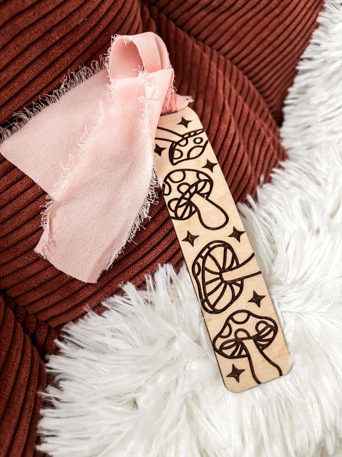 Mushrooms Wood Bookmark, Acrylic Floral Bookmark, Funny Bookmark Gift, Laser Engraved Bookmark, Aesthetic Acrylic Floral Bookmark
