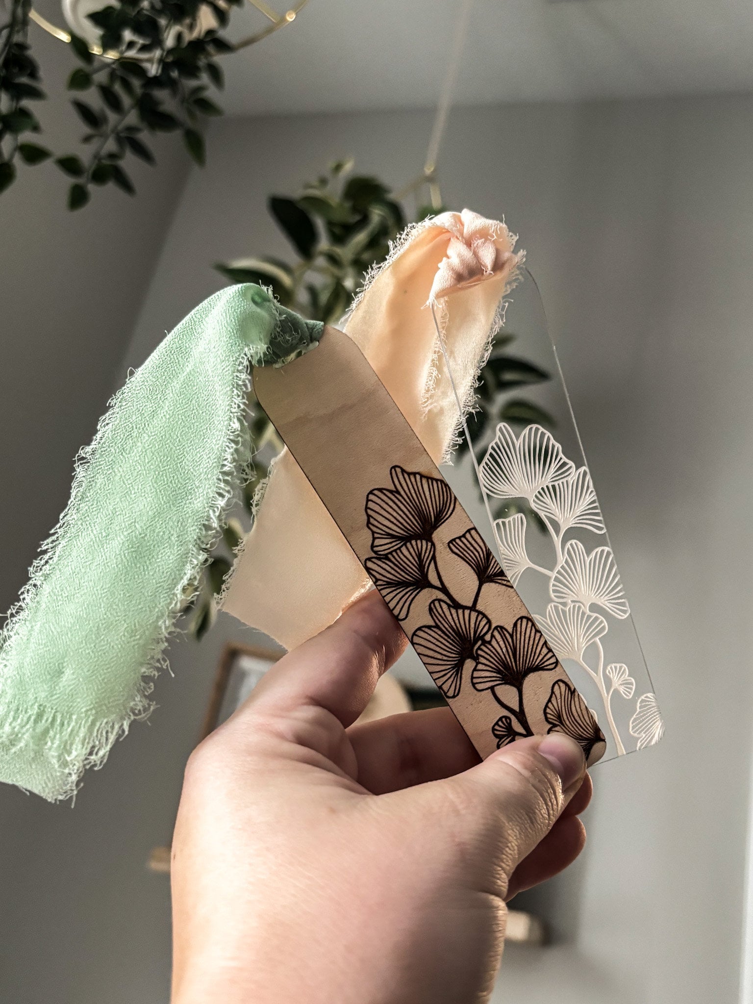 Greenery Designs Wood Bookmark, Acrylic Leaves Bookmark, Funny Bookmark Gift, Laser Engraved Bookmark, Aesthetic Floral Acrylic Bookmark