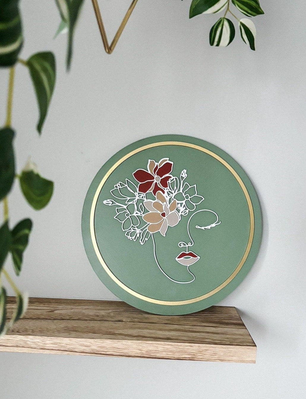 Boho Floral Woman Face Outline, Floral Head Woman, Woman Line Drawing, Modern Wall Decor, Feminine Wall Art, Modern Boho, Laser Cut Decor