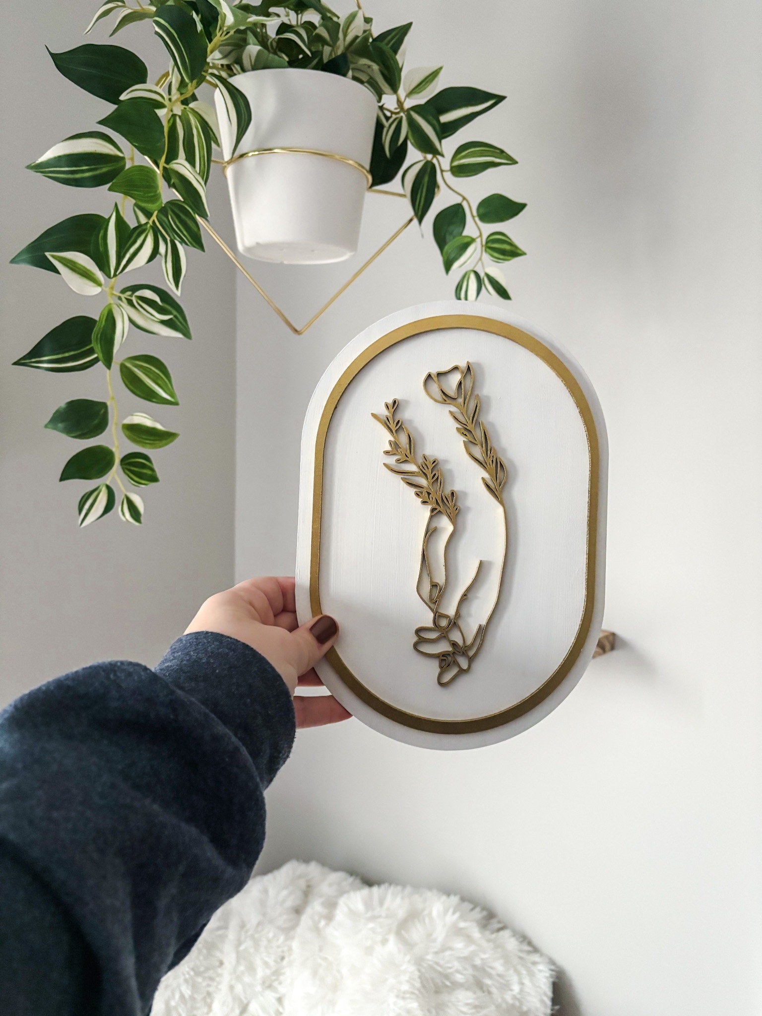 Boho Floral Wall Art, Hand Holding Wood Art, Romantic Contemporary Wall Decor, Valentine's Gift for Her, Feminine Wall Art, Boho Home Decor