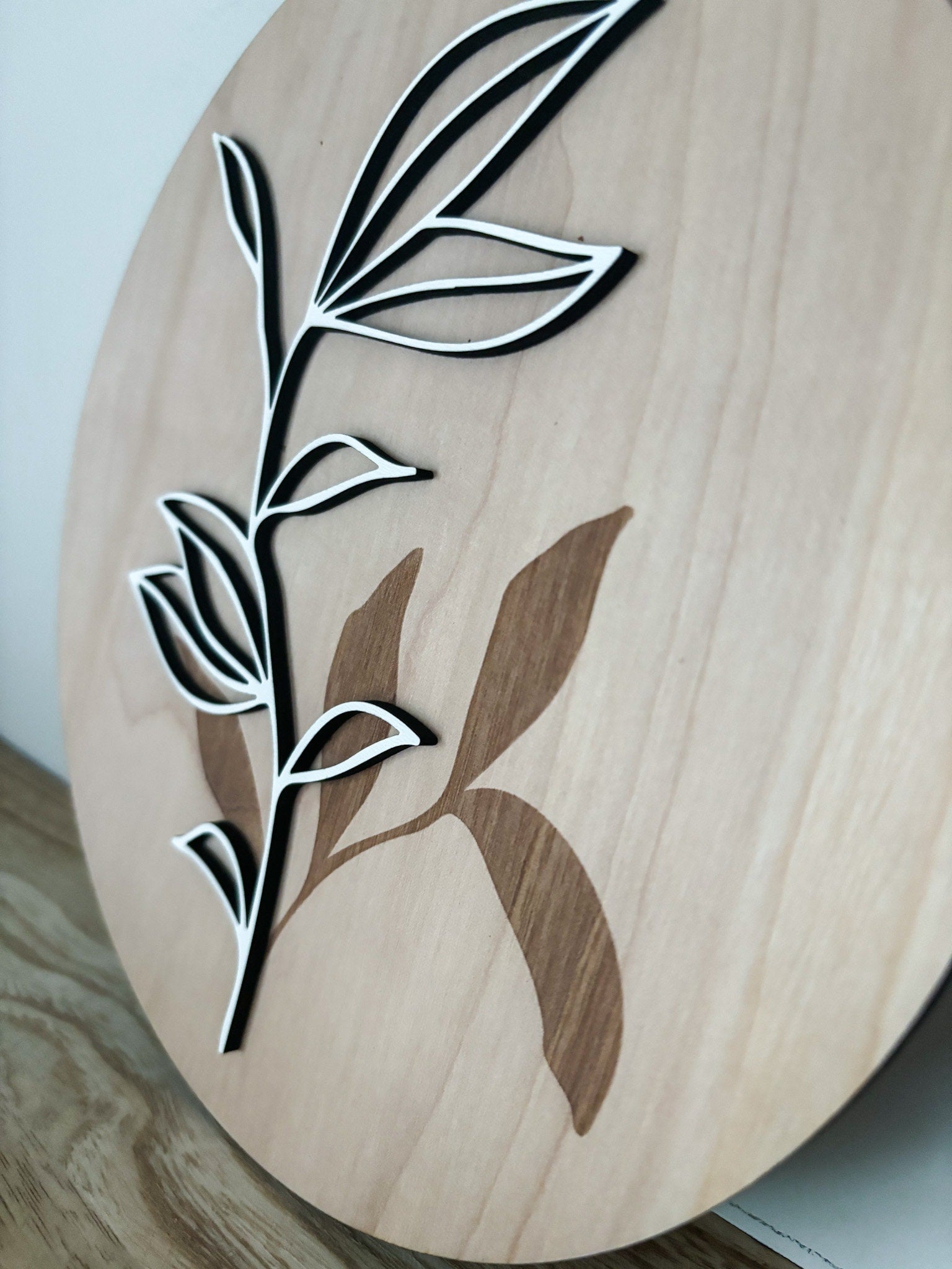 Boho Engraved Greenery Wall Art, Leaf Wood Art, Contemporary Leaves Wall Decor, Laser Cut Wall Art, Feminine Wall Art, Boho Home Decor