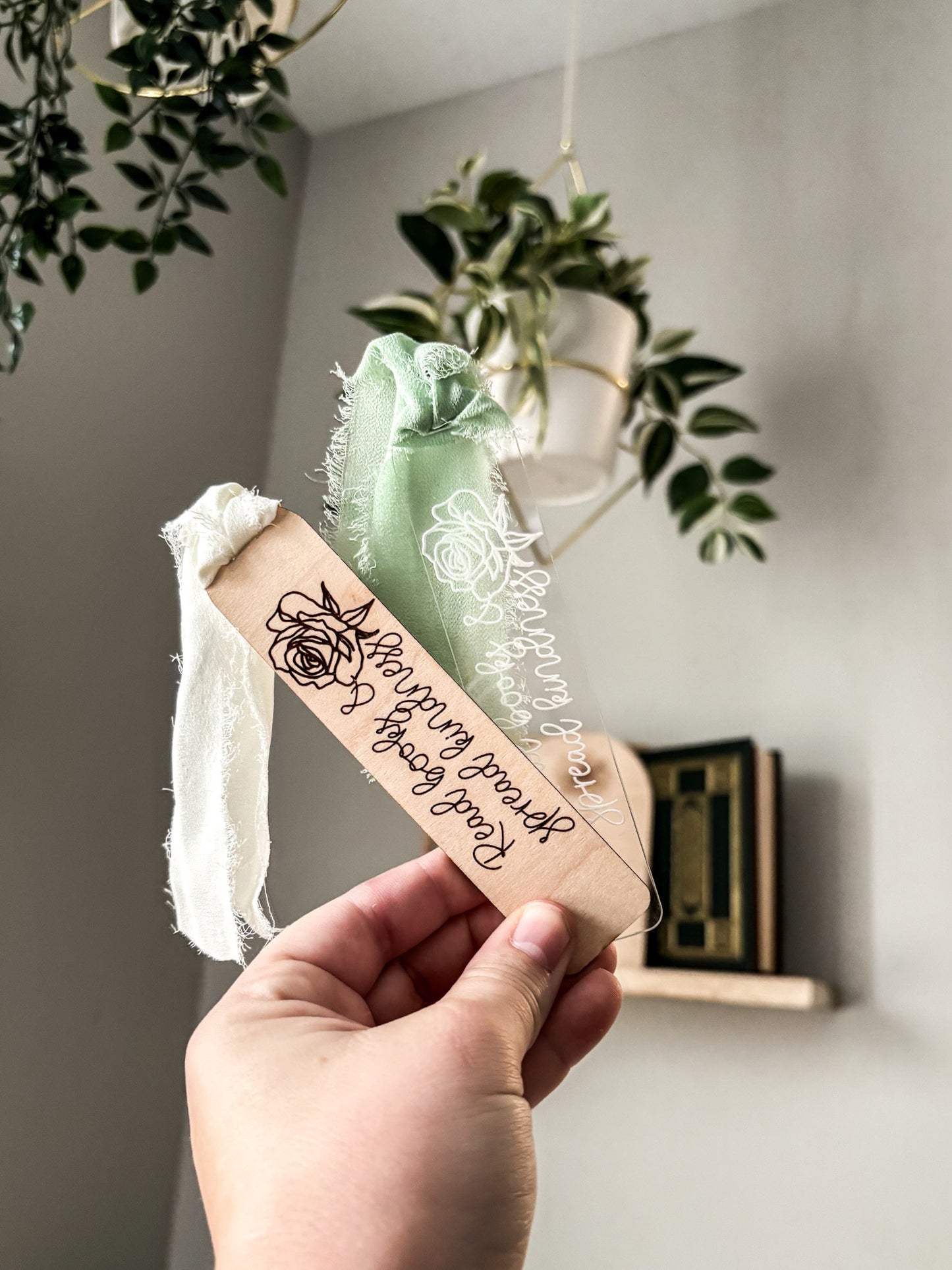 Read Books, Spread Kindness Wood Bookmark, Acrylic Bookmark, Funny Bookmark Gift, Laser Engraved Bookmark, Aesthetic Acrylic Floral Bookmark