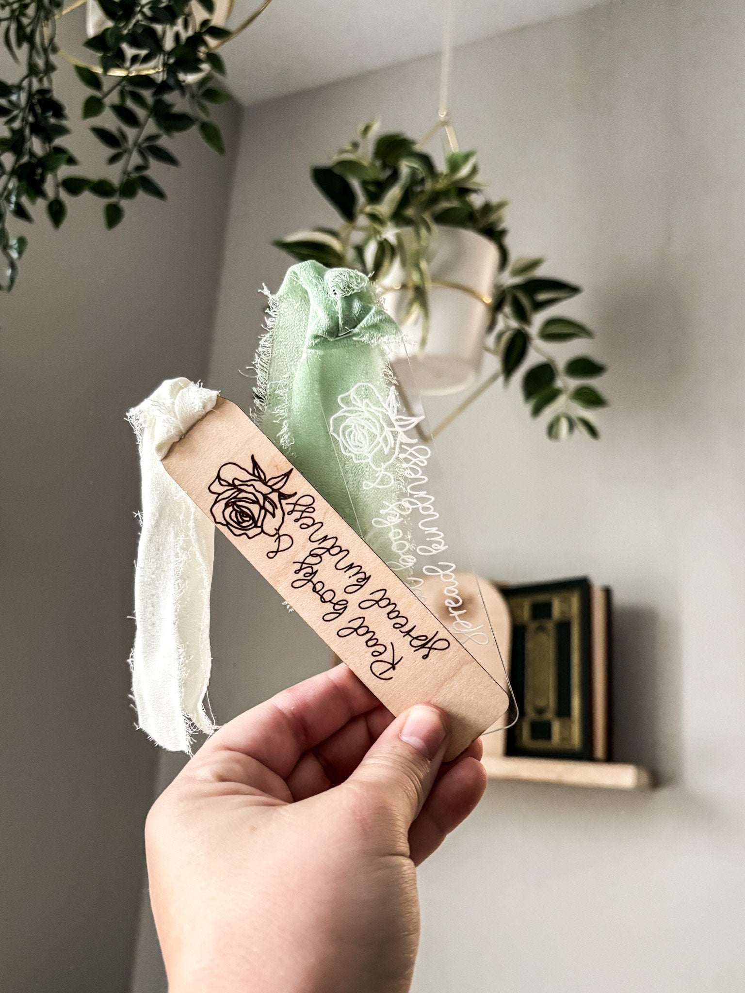 Read Books, Spread Kindness Wood Bookmark, Acrylic Bookmark, Funny Bookmark Gift, Laser Engraved Bookmark, Aesthetic Acrylic Floral Bookmark