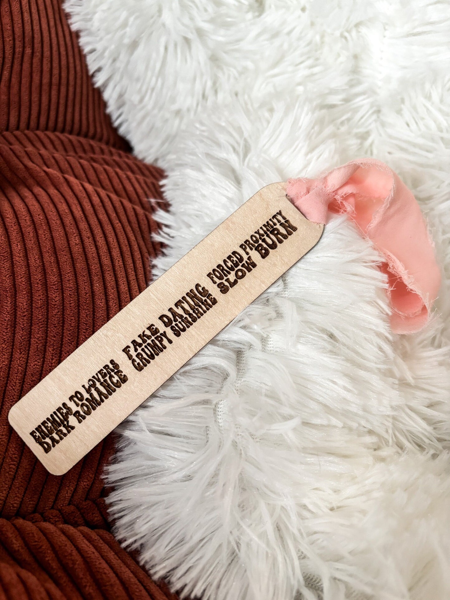 Romance Tropes Wood Bookmark, Acrylic Bookmark, Funny Bookmark Gift, Laser Engraved Bookmark, Aesthetic Acrylic Floral Bookmark