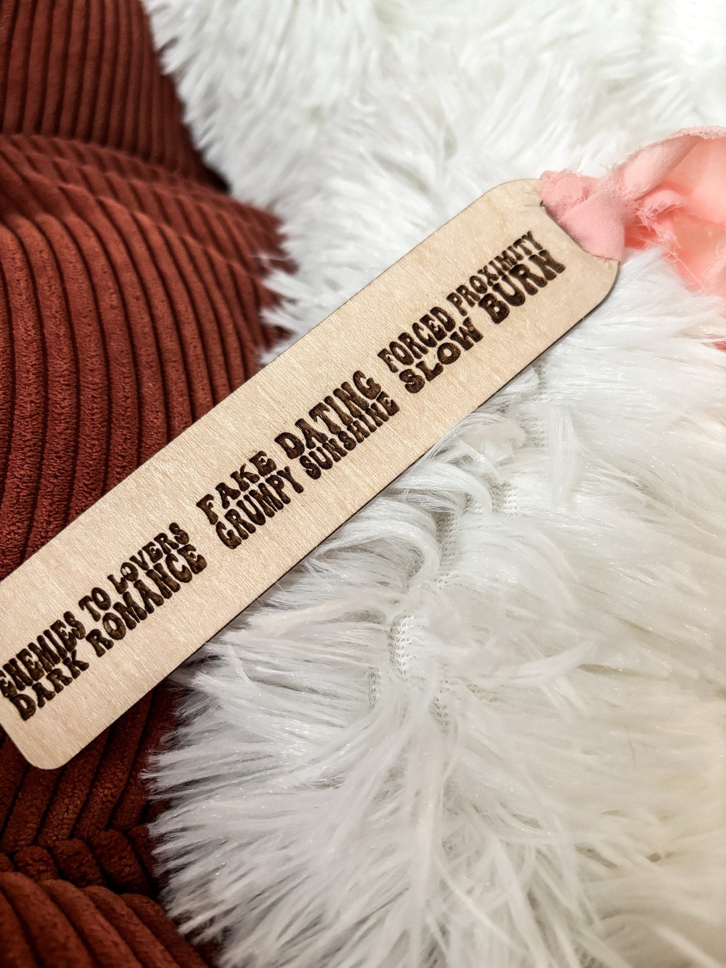 Romance Tropes Wood Bookmark, Acrylic Bookmark, Funny Bookmark Gift, Laser Engraved Bookmark, Aesthetic Acrylic Floral Bookmark