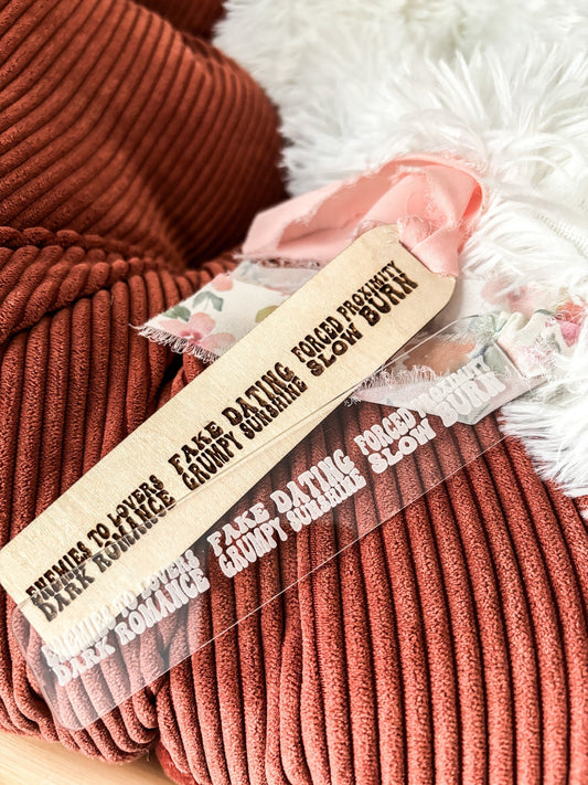 Romance Tropes Wood Bookmark, Acrylic Bookmark, Funny Bookmark Gift, Laser Engraved Bookmark, Aesthetic Acrylic Floral Bookmark