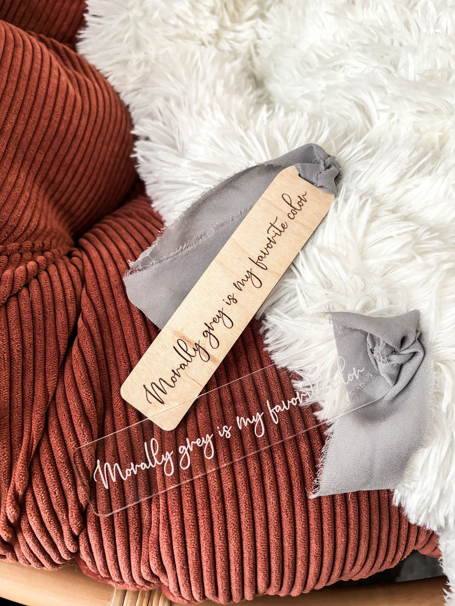 Morally Grey Wood Bookmark, Acrylic Romance Bookmark, Funny Bookmark Gift, Laser Engraved Bookmark, Aesthetic Acrylic Floral Bookmark