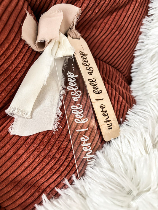 Where I Fell Asleep Wood Bookmark, Acrylic Bookmark, Funny Bookmark Gift, Laser Engraved Bookmark, Aesthetic Acrylic Floral Bookmark