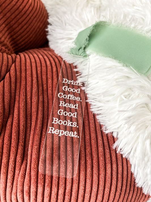 Drink Good Coffee Wood Bookmark, Acrylic Bookmark, Funny Bookmark Gift, Laser Engraved Bookmark, Aesthetic Acrylic Floral Bookmark