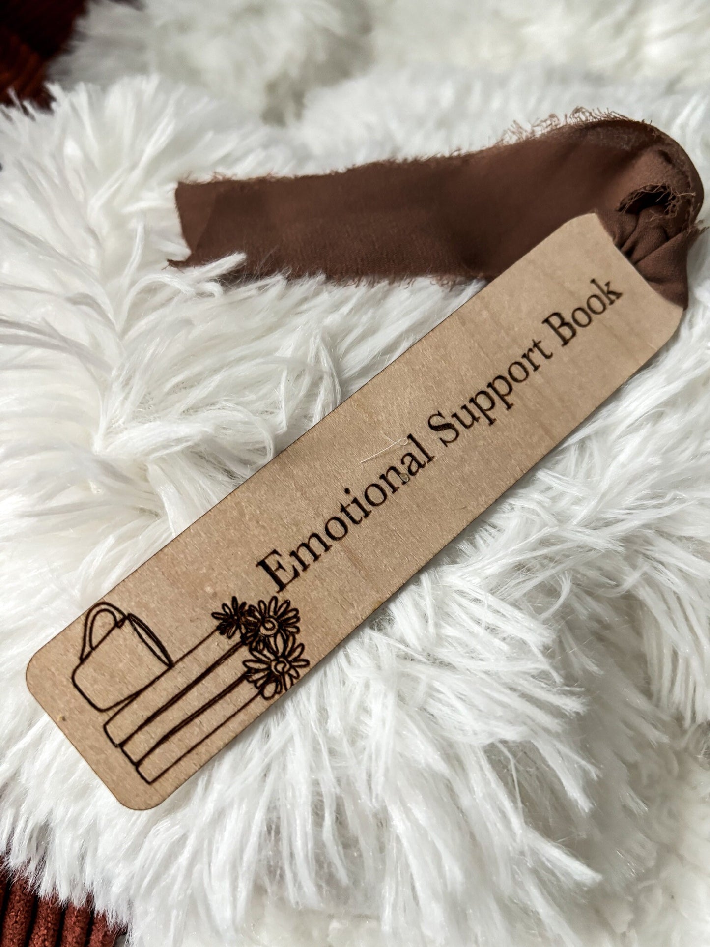 Emotional Support Book Wood Bookmark, Acrylic Bookmark, Funny Bookmark Gift, Laser Engraved Bookmark, Aesthetic Acrylic Floral Bookmark
