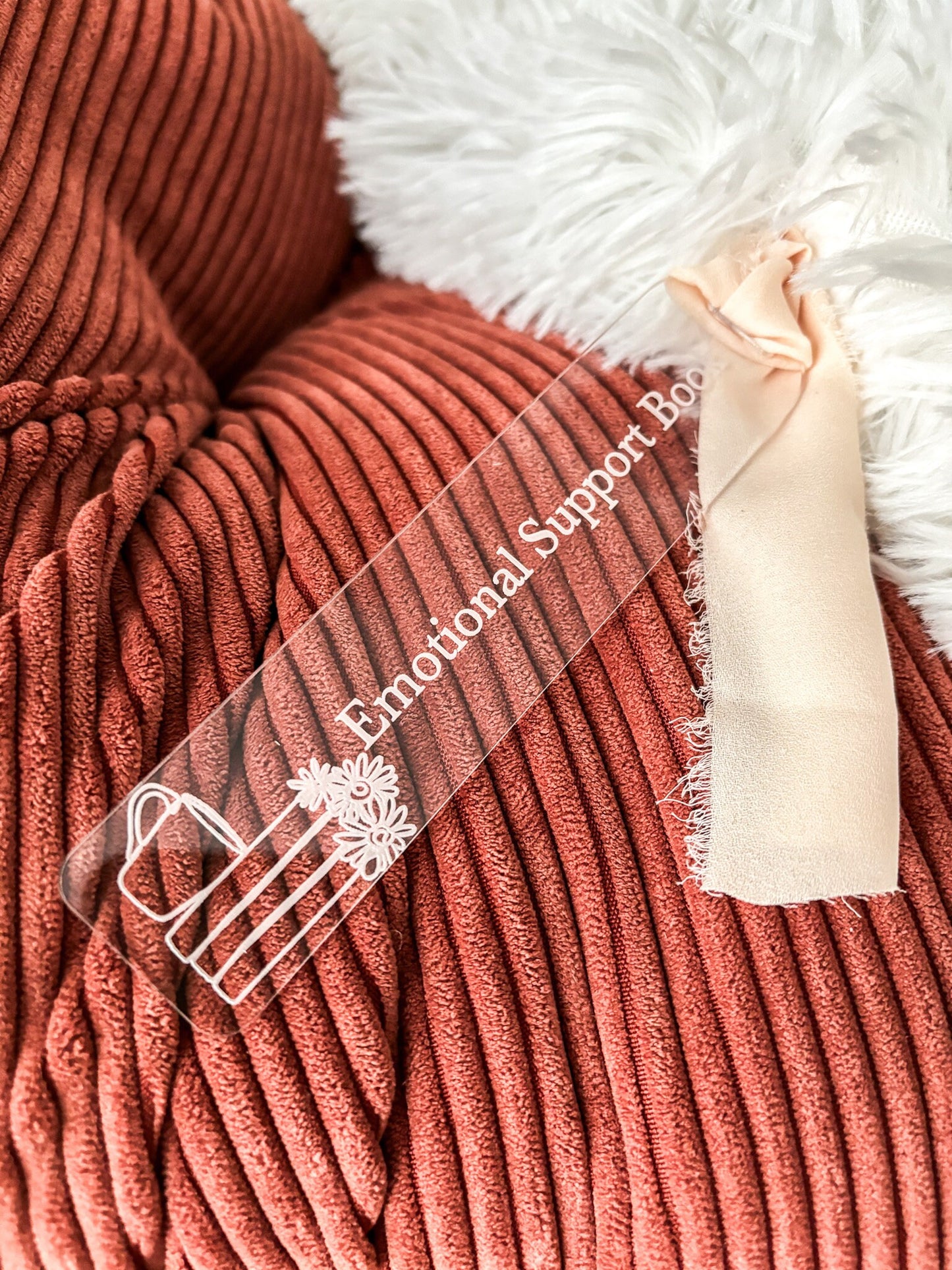 Emotional Support Book Wood Bookmark, Acrylic Bookmark, Funny Bookmark Gift, Laser Engraved Bookmark, Aesthetic Acrylic Floral Bookmark