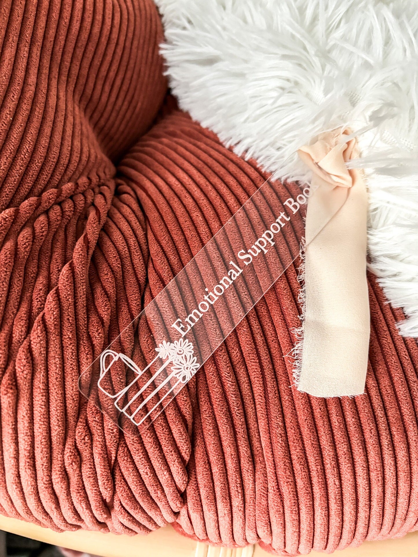 Emotional Support Book Wood Bookmark, Acrylic Bookmark, Funny Bookmark Gift, Laser Engraved Bookmark, Aesthetic Acrylic Floral Bookmark