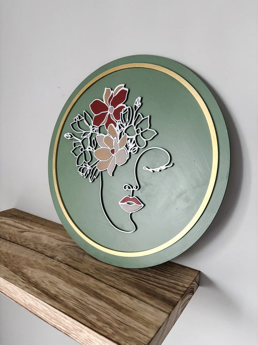 Boho Floral Woman Face Outline, Floral Head Woman, Woman Line Drawing, Modern Wall Decor, Feminine Wall Art, Modern Boho, Laser Cut Decor