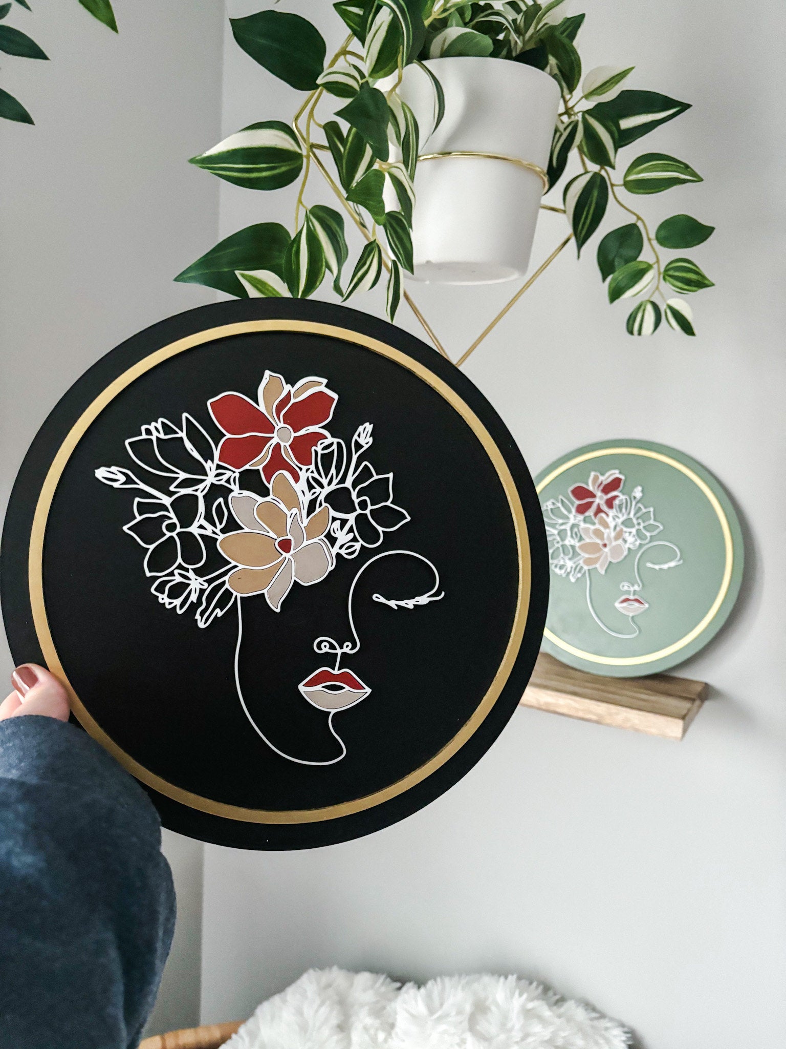 Boho Floral Woman Face Outline, Floral Head Woman, Woman Line Drawing, Modern Wall Decor, Feminine Wall Art, Modern Boho, Laser Cut Decor