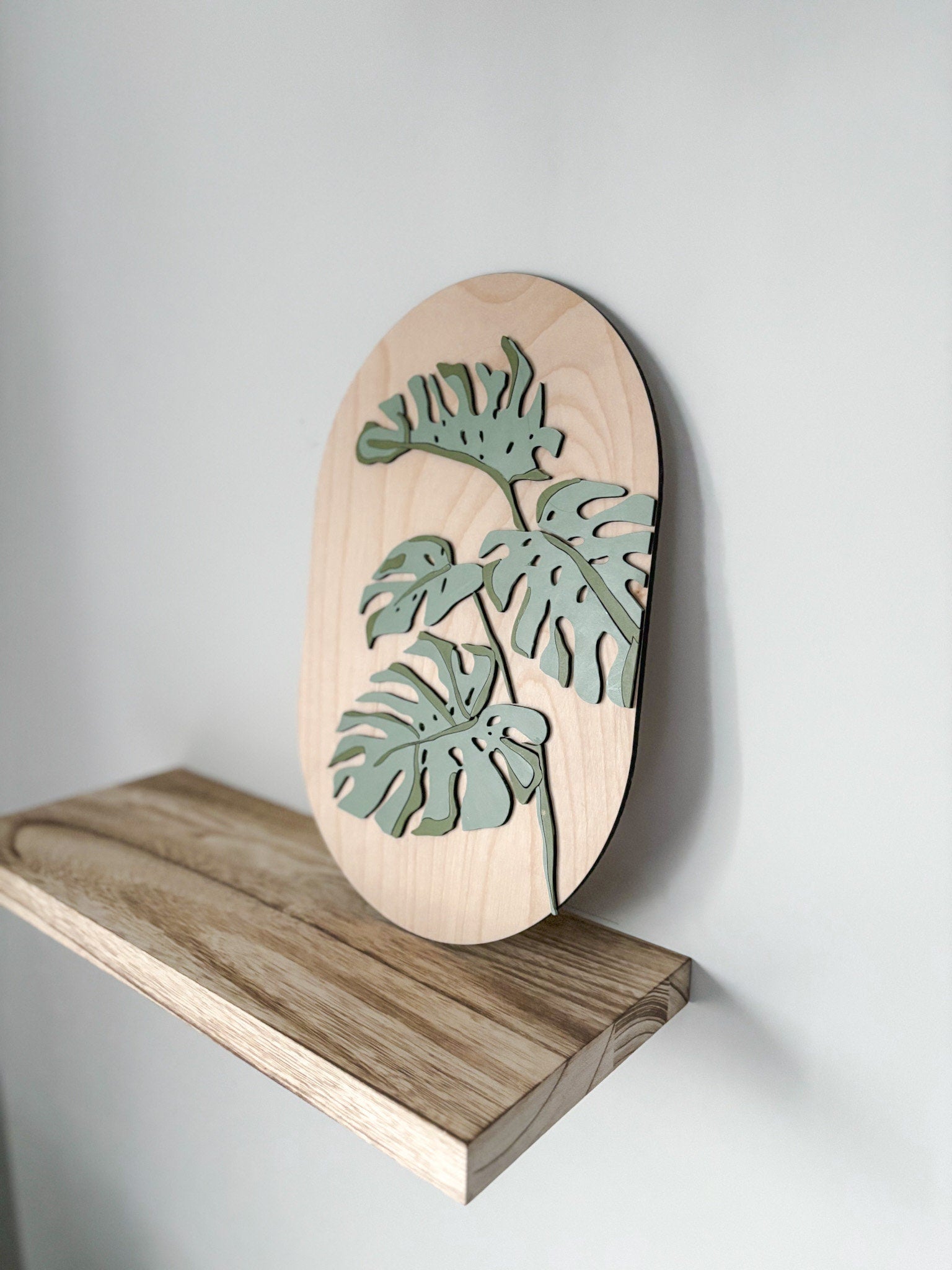 Boho Monstera Wall Art, Large Monstera Leaf Wood Art, Hand Painted Monstera Leaves Wall Decor, Feminine Wall Art, Boho Home Decor