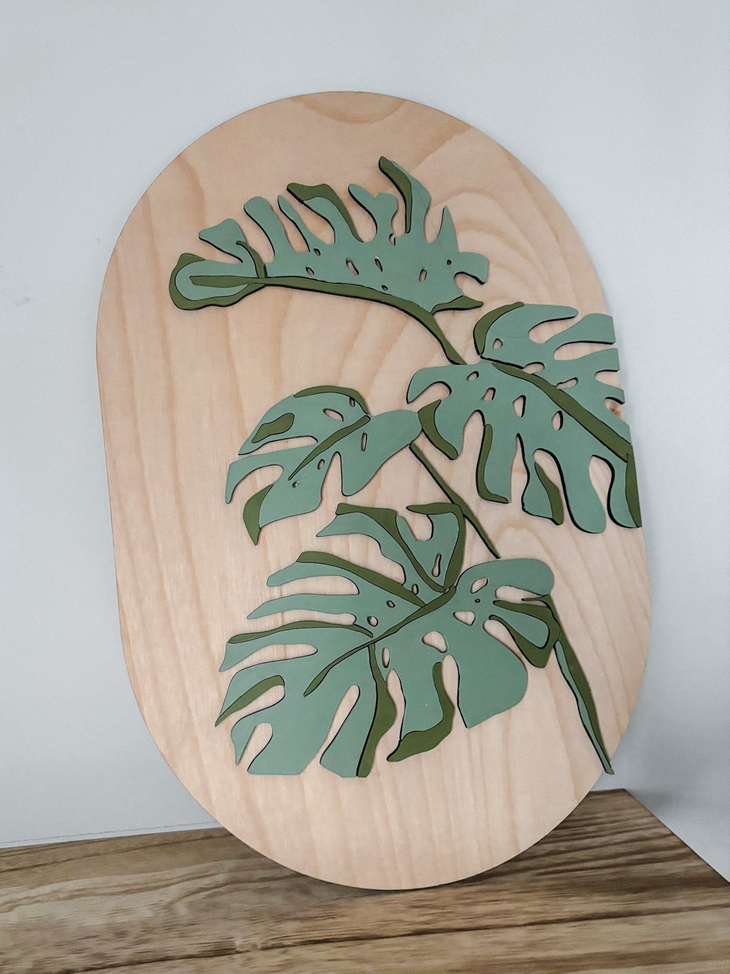 Boho Monstera Wall Art, Large Monstera Leaf Wood Art, Hand Painted Monstera Leaves Wall Decor, Feminine Wall Art, Boho Home Decor