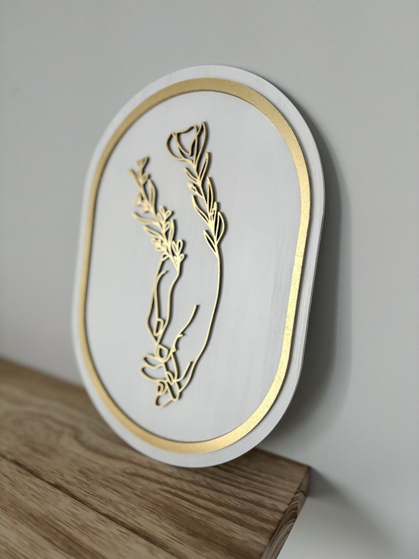 Boho Floral Wall Art, Hand Holding Wood Art, Romantic Contemporary Wall Decor, Valentine's Gift for Her, Feminine Wall Art, Boho Home Decor