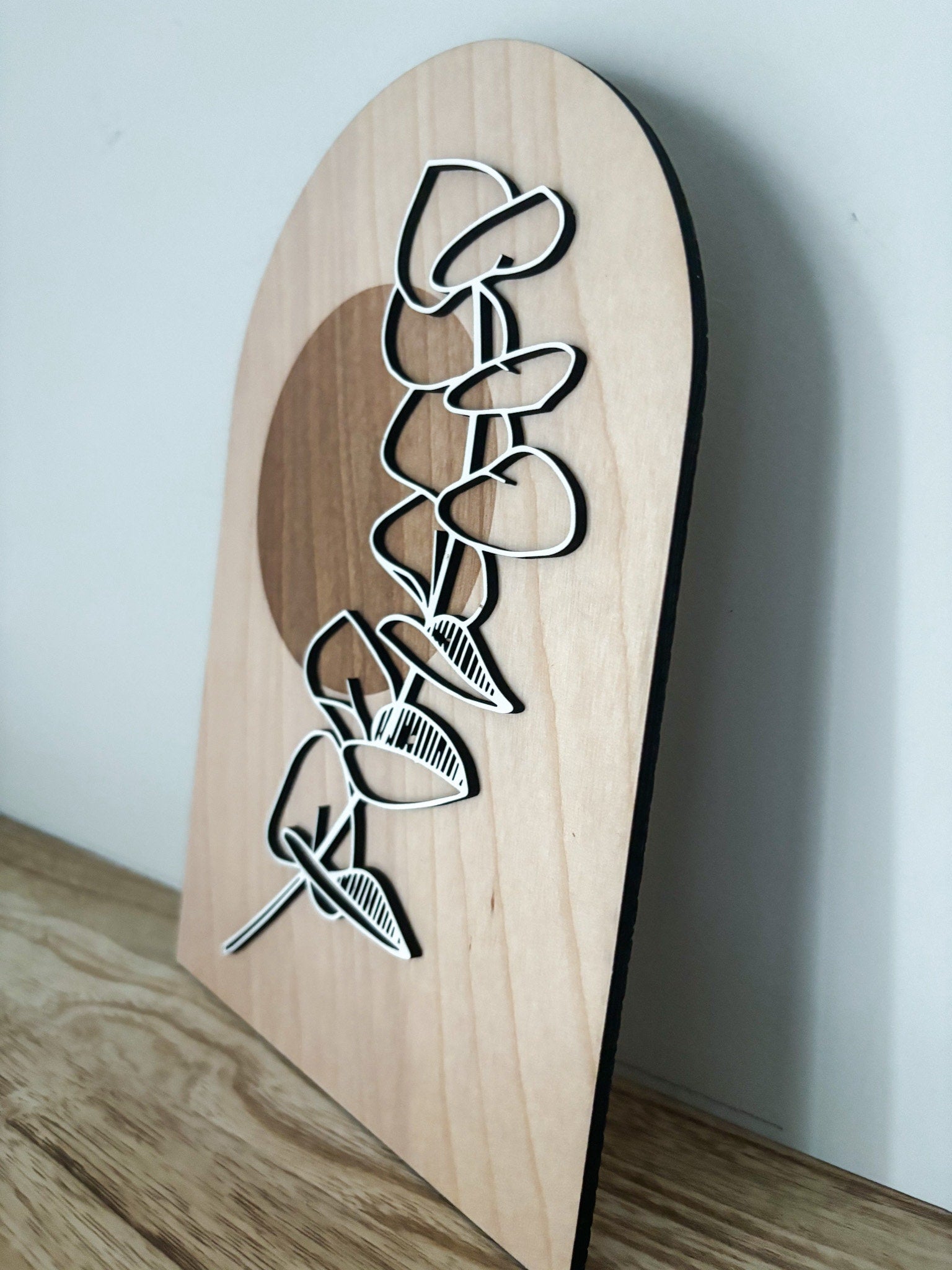 Boho Engraved Greenery Wall Art, Eucalyptus Wood Art, Contemporary Wall Decor, Laser Cut Wall Art, Feminine Wall Art, Boho Home Decor
