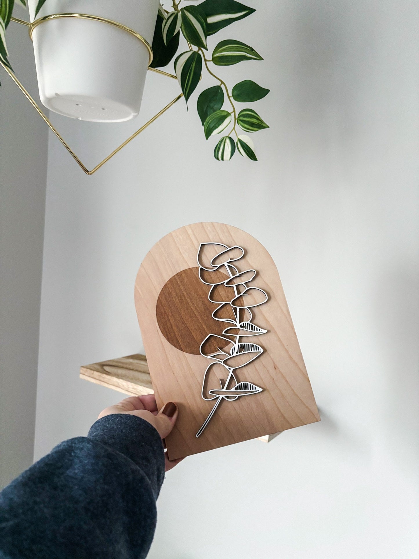 Boho Engraved Greenery Wall Art, Eucalyptus Wood Art, Contemporary Wall Decor, Laser Cut Wall Art, Feminine Wall Art, Boho Home Decor